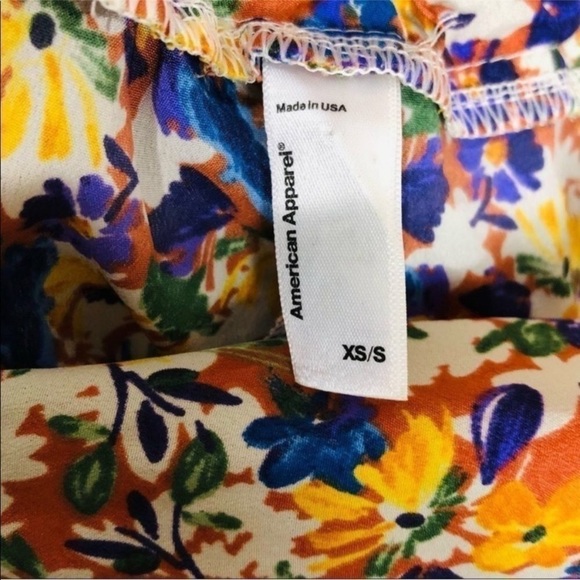 4/$45 AMERICAN APPAREL Yellow Blue Floral Sleeveless Mini Open Back Dress XS - Picture 7 of 8